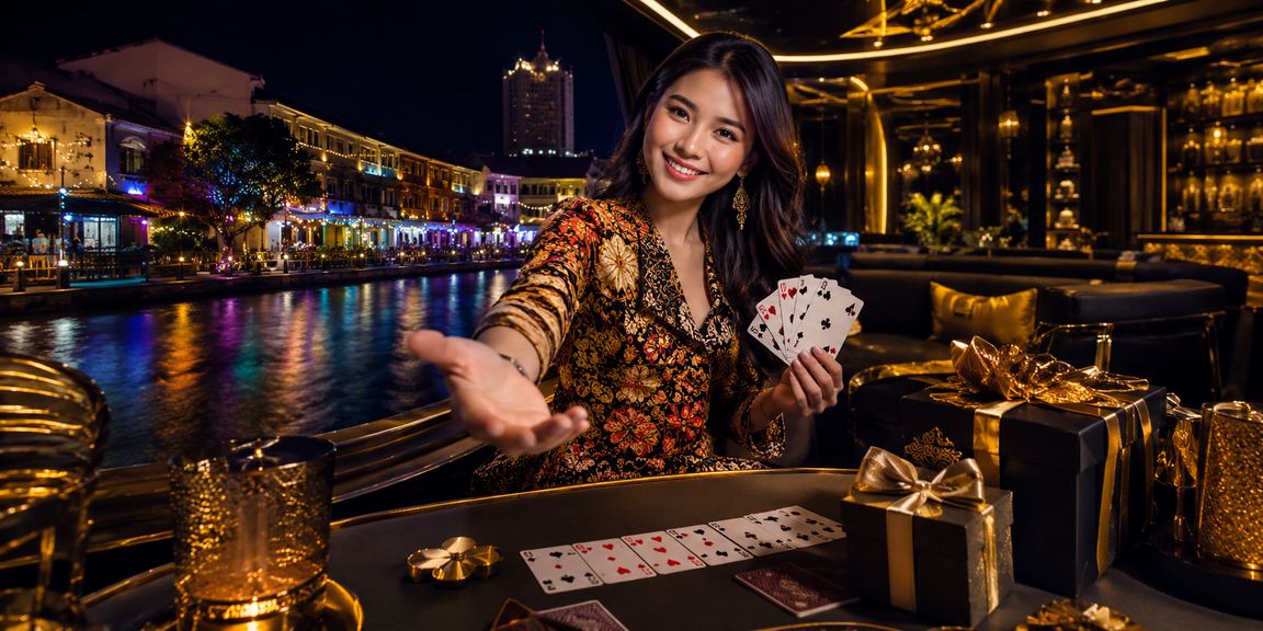 Permainan kad rummy batik Melaka - suasana meja kad 295